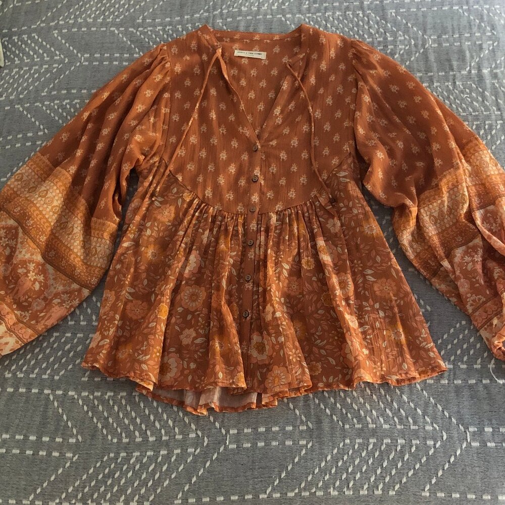 Spell & The Gypsy Utopia Top, Cinnamon Orange, Size S, Excellent Used Condition - Picture 3 of 8